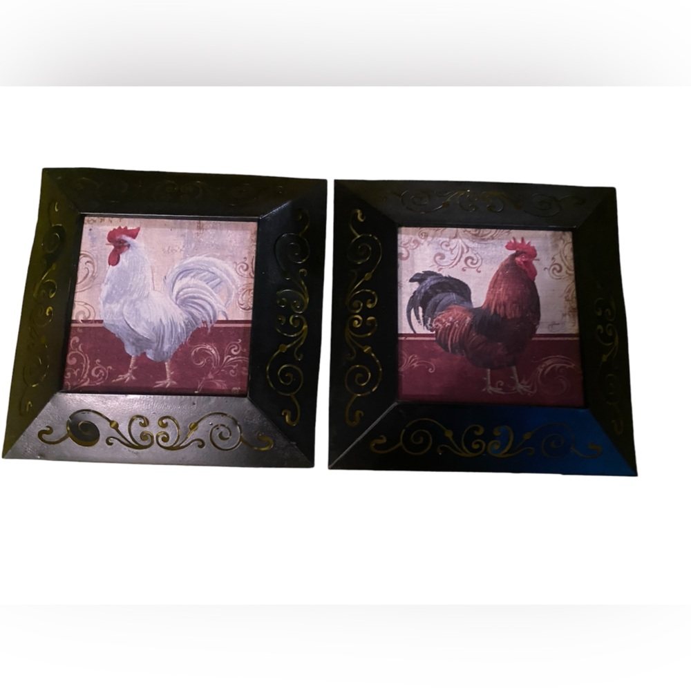 “New View” Vintage Rooster 🐓 Wall Hanging Plaque Designer - 2 Art Frames, Decor